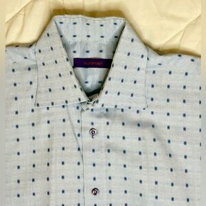 Kuhl Sky Blue Geometric Men's Dress Shirt Cuff link buttons. Large